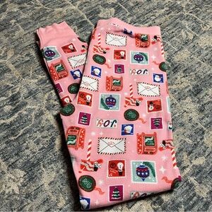 Old Navy Pink and White Patterned Leggings Holiday Sz Medium